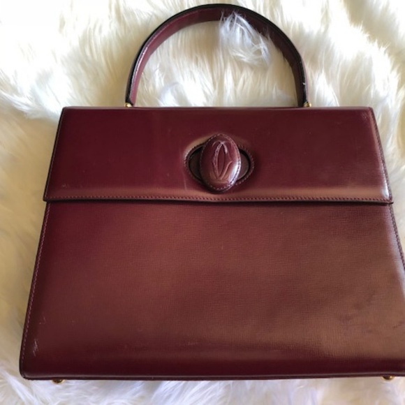 Cartier 'Must de Cartier' Burgundy Leather Satchel - Picture 2 of 8